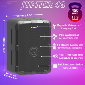 Jupiter x 5 + 1 Year Plan - Magnetic Waterproof GPS Tracker | 1 to 6 Months Battery Life