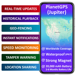 Jupiter + 12 Month Worldwide Plan - Magnetic Waterproof GPS Tracker | 2 to 6 Months Battery