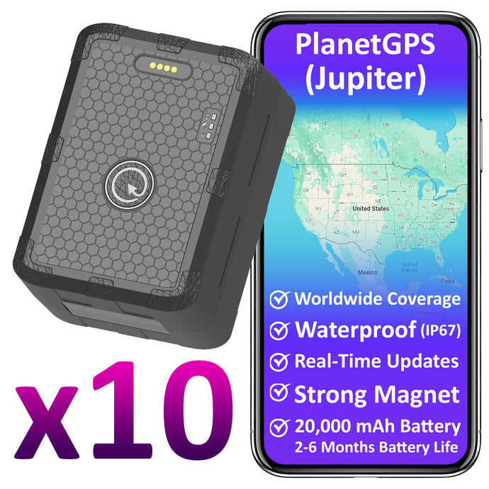 Jupiter x 10 + 1 Year Worldwide Plan - Magnetic Waterproof GPS Tracker | 2 to 6 Months Battery Life