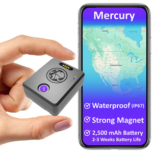 Mercury + 12 Month Worldwide Plan - Magnetic Waterproof GPS Tracker | 2 to 3 Weeks Battery Life