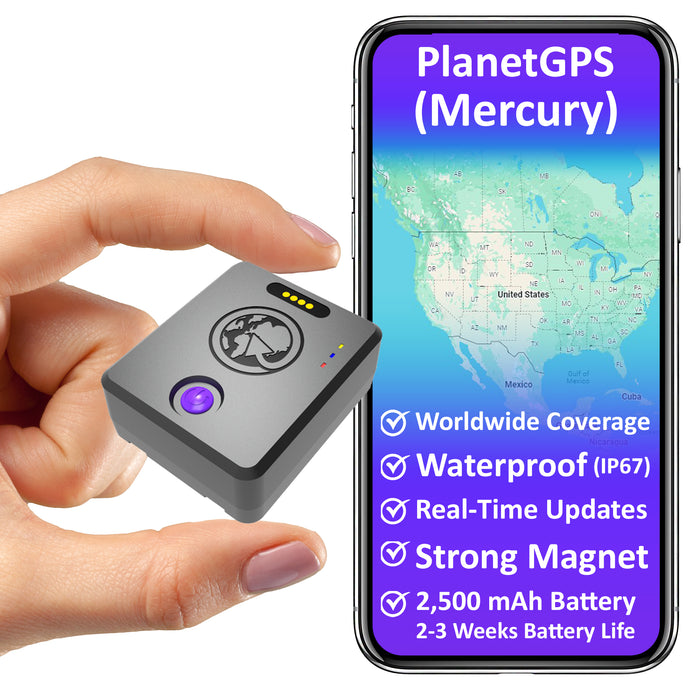 Mercury + 12 Month Worldwide Plan - Magnetic Waterproof GPS Tracker | 2 to 3 Weeks Battery Life