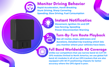 Plug-N-Play 4G (LTE) OBD2 Real-Time GPS Tracker + 1 Year Worldwide Plan