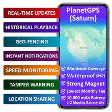Saturn + 1 Month Worldwide Plan - Magnetic Waterproof GPS Tracker | 1 to 2 Months Battery Life