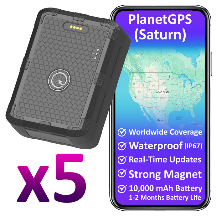 Saturn x 5 + 1 Year Worldwide Plan - Magnetic Waterproof GPS Tracker | 1 to 2 Months Battery Life