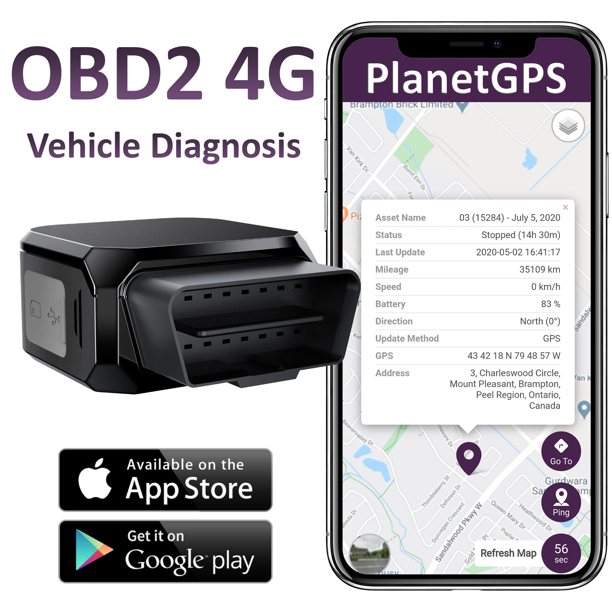 GPS Tracker Mississauga OBD Vehicle Car Tracking Device Toronto Canada