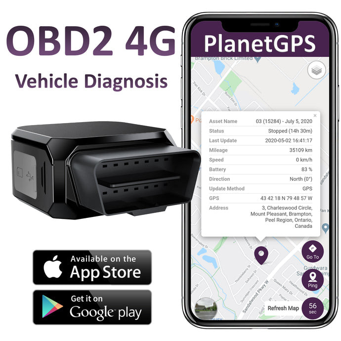 Plug-N-Play 4G (LTE) OBD2 Real-Time GPS Tracker + 1 Year Worldwide Plan